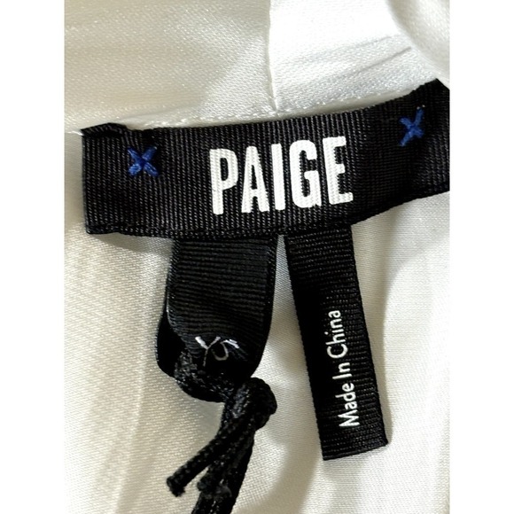 NWT Paige Dijon thong bodysuit, white, extra small, draped mock wrap front - Picture 9 of 13